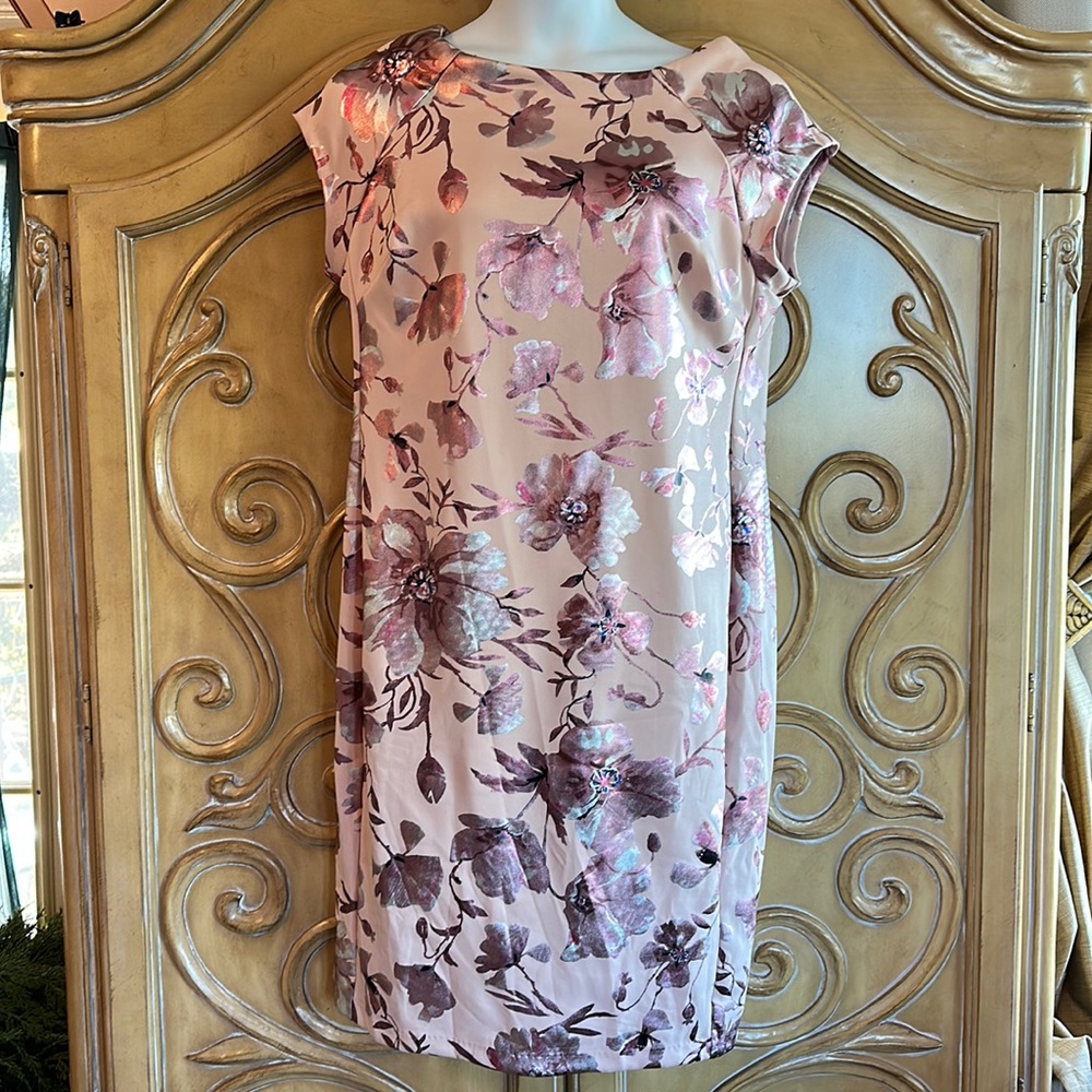 NWOT Beige by Eci Ross gold floral dress